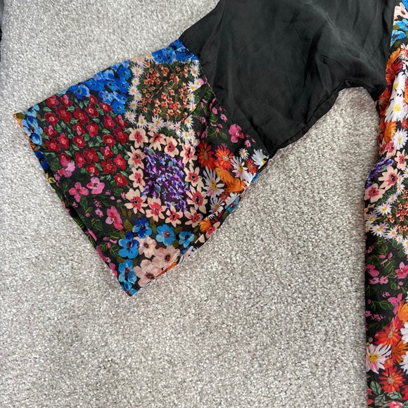 Johnny Was XS Floral Patchwork Blouse Button Down‎ Bohemian Tunic Top Western - Picture 4 of 13